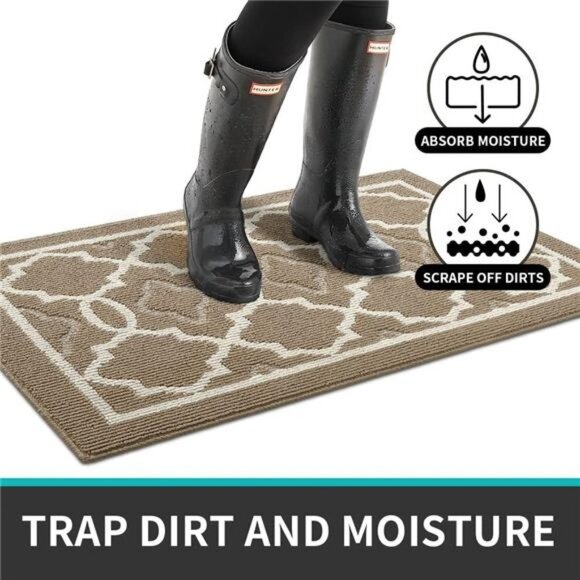 48"x32" Non-Slip Low-Profile Entrance Rug, Absorbent Machine Washable Doormats - Picture 2 of 6